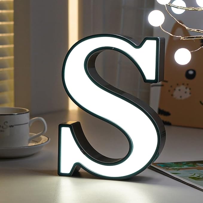 LED Marquee Letter Lights-DIY Marquee Lights up Letter Signs, Dual DC Interface Upgrade Multi-Letter Connection, 26 Alphabet Signs for Wedding, Birthday, Party， Bar Decoration (S) - LeafyLoom