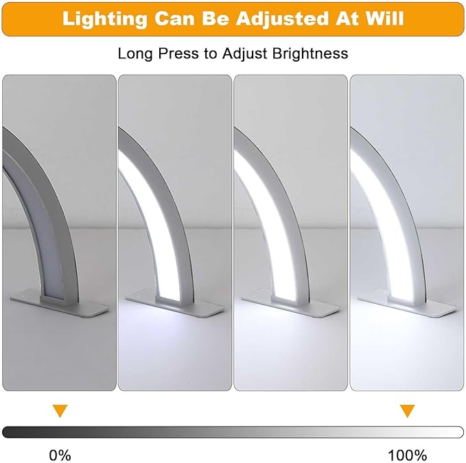 Half Moon Nail Desk Lamp, 48W Manicure LED Light for Nails, 3360 Lumen Stepless Dimming with Wire Controller, 3 Light Modes Nail Light for Desk, Arch Light for Nail Techs - LeafyLoom