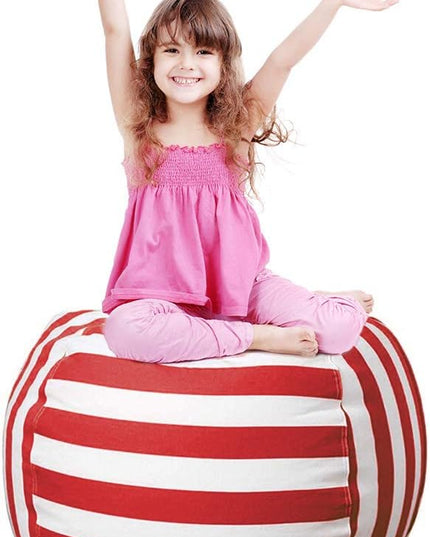 Stuffed Animal Storage Bean Bag Chair Cover for Kids room, 27Inch Stuff and sit storage bean bag for organizing boys and girls Plush Toy, christmas gifts—Red - LeafyLoom