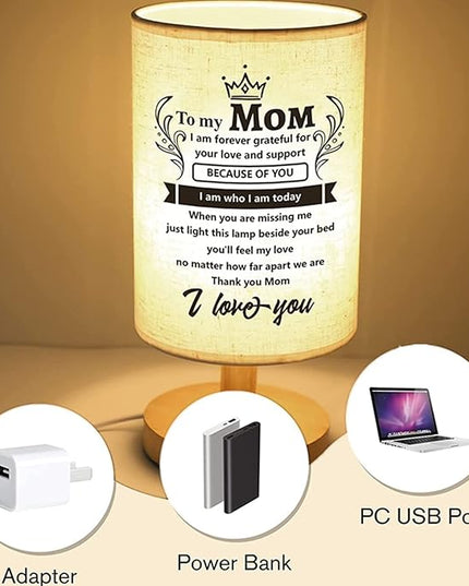 Welsky Gifts for Mom, Mom Birthday Gifts from Daughter, Personalized Mom Table Lamp, Thanksgiving Christmas Gifts for Mom from Kids - LeafyLoom