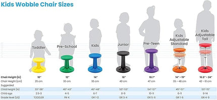 Kore Kids Preschool Wobble Chair - Flexible Seating Stool for Classroom, Preschool, Kindergarten & Elementary School - Age 4-5 yrs, Red (12in) - LeafyLoom