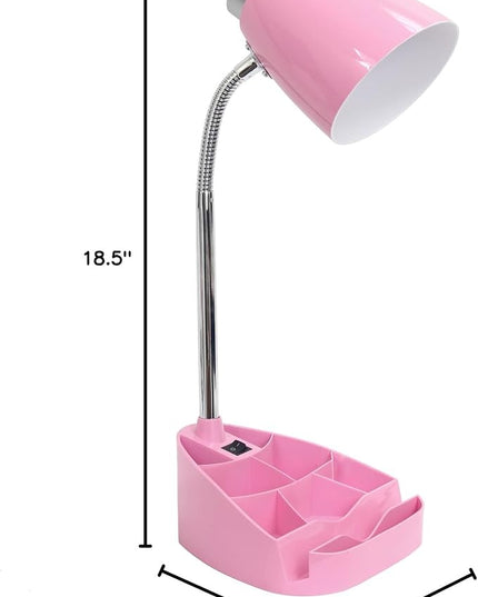 Simple Designs LD1002-PNK Gooseneck Organizer Desk Lamp with iPad Tablet Stand Book Holder, Pink - LeafyLoom