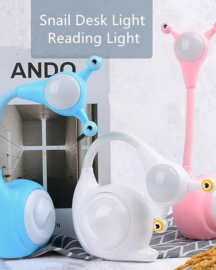 Fantasee Snail LED Desk Lamp Nursery Night Light USB Rechargeable Touch Dimmable for Child Kids Students Bedroom Dorm Reading Birthday Party Gift (White Snail) - LeafyLoom
