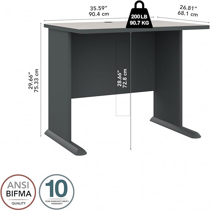 Bush Business Furniture Series A 36W Small Desk in White Spectrum and Slate, Compact Computer Table for Home or Professional Office - LeafyLoom
