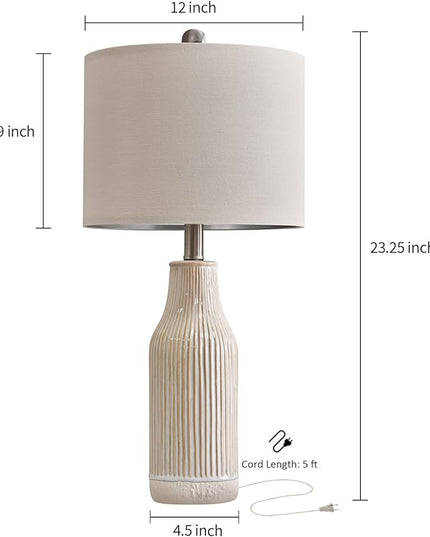 23.75" Modern Ceramic Single Table Lamp for Living Room Farmhouse Bedside Nightstand Lamp for Bedroom Home Office Dorm - LeafyLoom