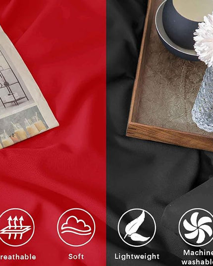 ETDIFFE Red Black Queen Size Comforter, 3 Piece Soft Modern Christmas Reversible Bedding Set, Lightweight All Season Microfiber Down Alternative Bed Comforter with 2 Pillow Shams for Women Men - LeafyLoom