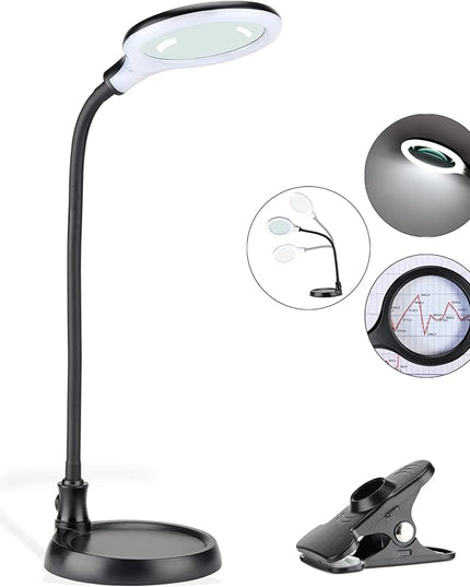 5X Magnifying Lamp, Lighted Magnifying Glass with Light and Stand Hands Free, Desk Magnifying Light, LED Magnifier Work Lamp for Reading, Crafts, Sewing, Hobbies. - LeafyLoom