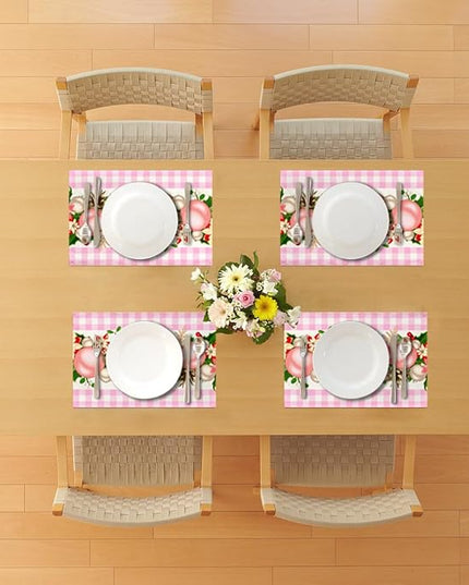 Nepnuser Pink and White Gingham Christmas Placemats Set of 4 Buffalo Check Plaid Xmas Decoration for Home Kitchen Dining Table Decoration Nepnuser