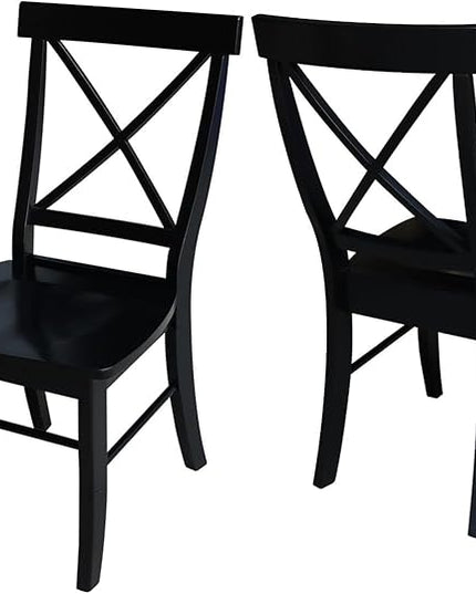 International Concepts Set of Two X-Back Dining Chair, Black - LeafyLoom