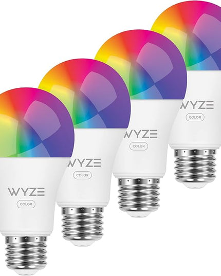 Wyze Bulb Color, 1100 Lumen WiFi RGB and Tunable White A19 Smart Bulb, Works with Alexa and Google Assistant, Four-Pack WYZE