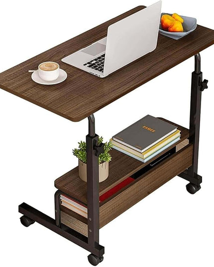 Height Adjustable Home Office Desk Movable Convenient Desk Small Spaces Computer Table Bedside Storage Desk Portable Desk Living Room Sofa Furniture Fashion Desk Size 15.7 * 31.5 Inch Brown - LeafyLoom