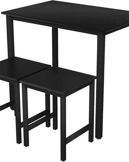 DKLGG 3 Pieces Dining Table Set, Space Saving Kitchen Table Set for 2, Small Dining Table and Chairs for 2, Compact Table w/ 2 Stools Perfect for Breakfast Nook, Living Room, Apartment - LeafyLoom