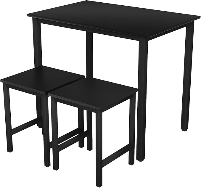 DKLGG 3 Pieces Dining Table Set, Space Saving Kitchen Table Set for 2, Small Dining Table and Chairs for 2, Compact Table w/ 2 Stools Perfect for Breakfast Nook, Living Room, Apartment - LeafyLoom