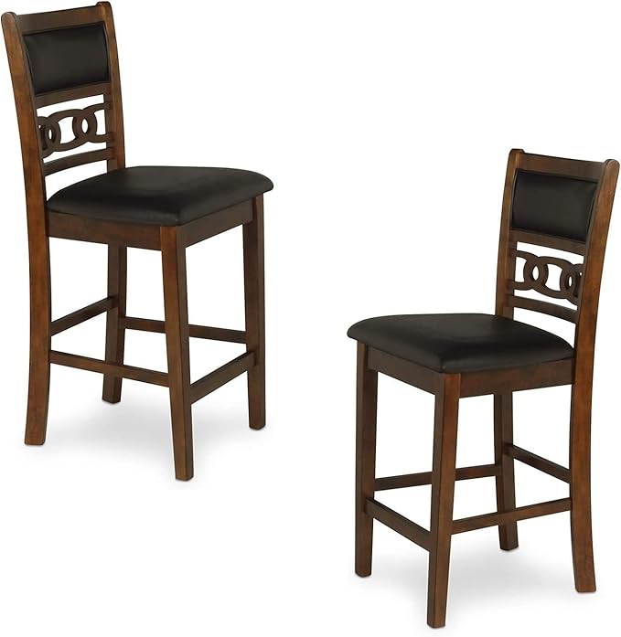 New Classic Furniture Gia Counter Chairs, Set of 2, Brown - LeafyLoom