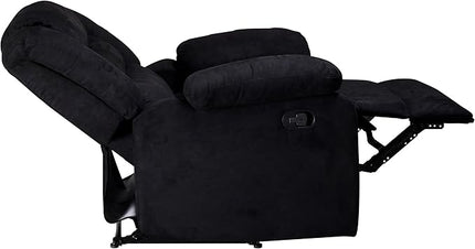 Manual Set, Modern Single Chair, Loveseat and 3 Seat Sofa&Couch with Consoles,2 Cup Holders and Storage, Living Room Furniture, Upholstered Reclining Sectional Sofa, Black - LeafyLoom