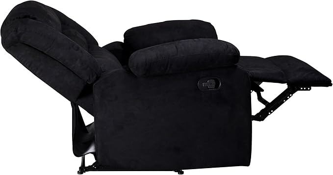 Manual Set, Modern Single Chair, Loveseat and 3 Seat Sofa&Couch with Consoles,2 Cup Holders and Storage, Living Room Furniture, Upholstered Reclining Sectional Sofa, Black - LeafyLoom