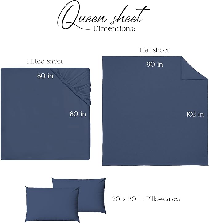 Northwest Ashford Home Essentials Bedding, 4 Piece Queen Size Sheet Set, Estate Blue - LeafyLoom