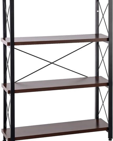 Small Shelf Industrial Bookshelf,4-Tier Wood Short Book Shelf Office Shelves with Metal Frame,Rustic Bookshelves Open Shelf Bookcase for Bedroom,Living Room,Office Home(Berry Brown) - LeafyLoom
