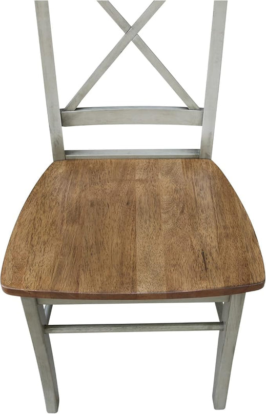 International Concepts X-Back, Set of 2 Chair, Distressed Hickory/Stone - LeafyLoom