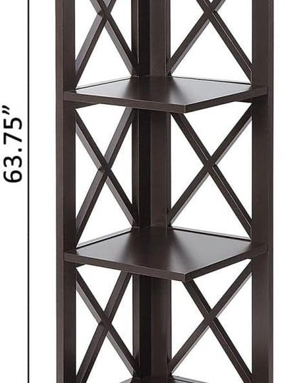 Convenience Concepts Oxford 5 Tier Corner Bookcase, Espresso - LeafyLoom