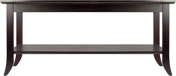 Winsome Genoa Rectangular Coffee Table with Glass Top and Shelf & Genoa Occasional Table, Dark Espresso - LeafyLoom