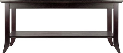 Winsome Genoa Rectangular Coffee Table with Glass Top And Shelf, Espresso - LeafyLoom