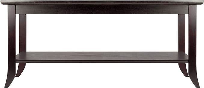 Winsome Genoa Rectangular Coffee Table with Glass Top And Shelf, Espresso - LeafyLoom
