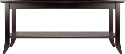 Winsome Genoa Rectangular Coffee Table with Glass Top and Shelf & Genoa Occasional Table, Dark Espresso - LeafyLoom