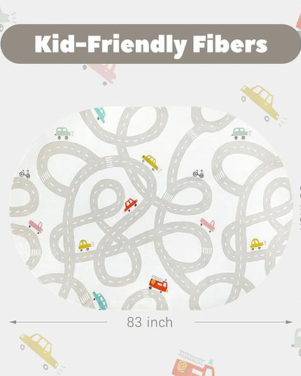 LIVEBOX Grey Car Rug for Playroom, 5'X7' Kids Play Mat for Boys and Girls, Large Road Traffice Rugs for Nursery, Washable Kids Rug Non-Slip Toy Car Mat for Bedroom Toddler Room - LeafyLoom
