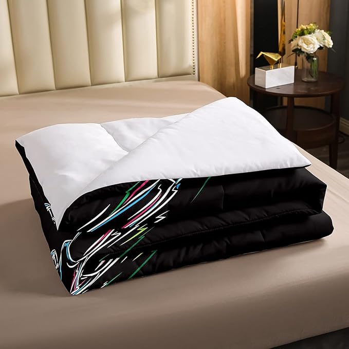 Erosebridal Boys Football Bedding Set King Size American Rugby Comforter Set for Kids Teen Men Bedroom Dorm Decor Sketch Football Athlete Comforter Ball Sports Quilt Duvet Insert 2 Pillow Cases Black - LeafyLoom