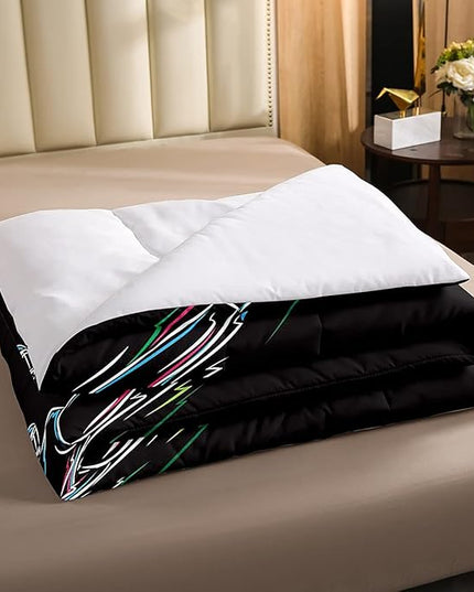Erosebridal Boys Football Bedding Set Full Size American Rugby Comforter Set for Kids Teen Men Bedroom Dorm Decor Sketch Football Athlete Comforter Ball Sports Quilt Duvet Insert 2 Pillow Cases Black - LeafyLoom