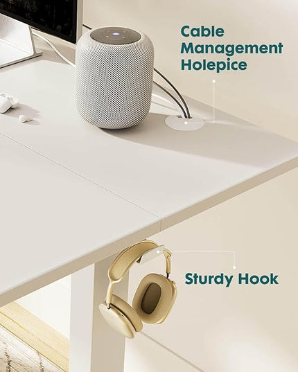 NicBex Home Office Height Adjustable Electric Height Adjustable Standing Desk Sit to Stand Ergonomic Computer Desk Adjustable Height Stand Up Desk for Home Office, White - LeafyLoom