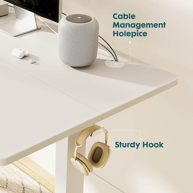NicBex Home Office Height Adjustable Electric Height Adjustable Standing Desk Sit to Stand Ergonomic Computer Desk Adjustable Height Stand Up Desk for Home Office, White - LeafyLoom