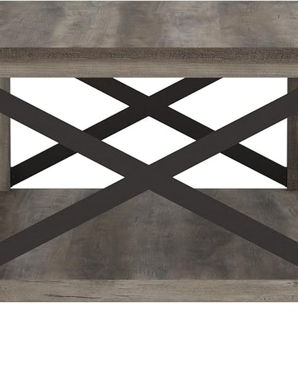 Walker Edison Sedalia Modern Farmhouse Metal X Coffee Table, 40 Inch, Grey Wash - LeafyLoom