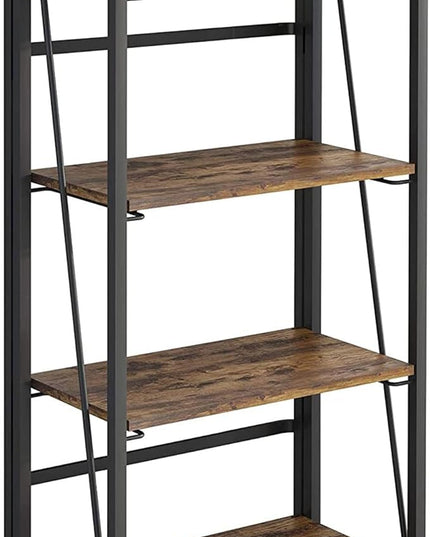No-Assembly Folding Bookshelf Storage Shelves 4 Tiers Vintage Multifunctional Plant Flower Stand Storage Rack Shelves Bookcase for Home Office (Fire Board) - LeafyLoom