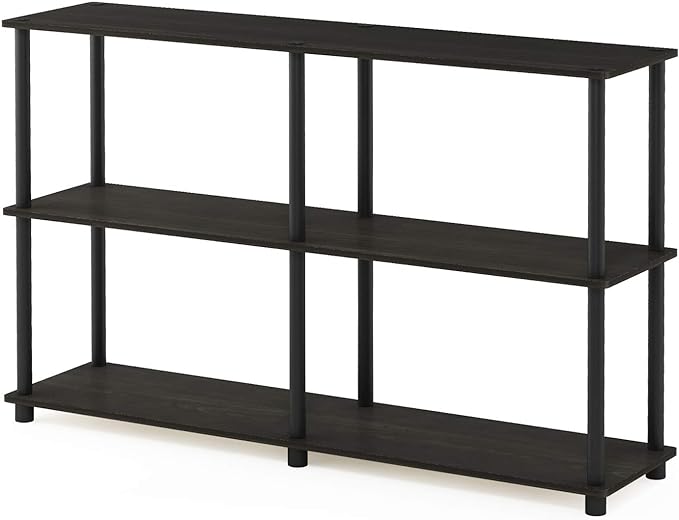 Furinno 4-Tier Shelf Display Rack and 3-Tier Double Storage Display Rack Bundle, Square and Round Tubes - LeafyLoom