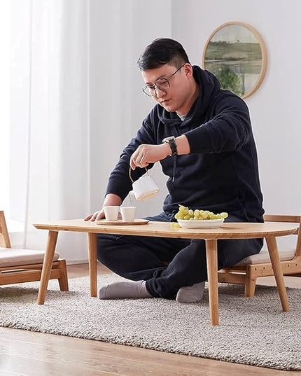 Bamboo Coffee Table for Living Room Unique Coffee Tables Low Japanese Style Table for Sitting on The Floor Accent Furniture - LeafyLoom
