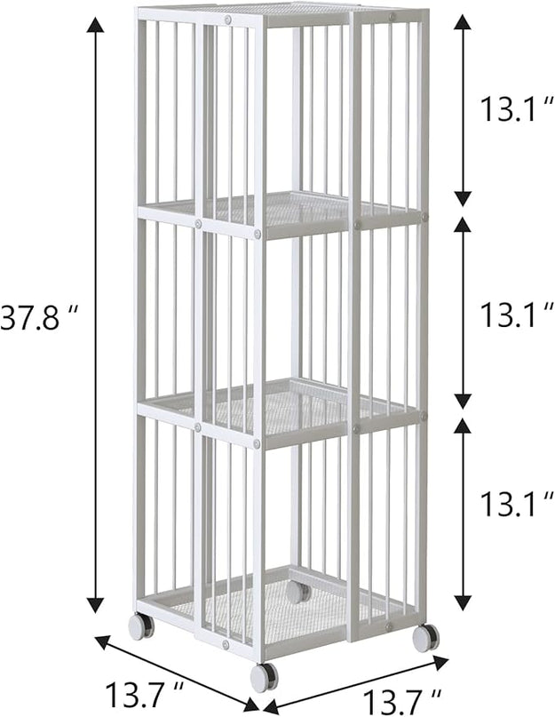 Rotating Bookcase White 3 Tiers Metal Large Capacity Bookshelf, 360°Cubic for Small Space with Storage and Creative Multi-Layer Shelves,Magazine Books for Bedroom Living Room Study Office - LeafyLoom