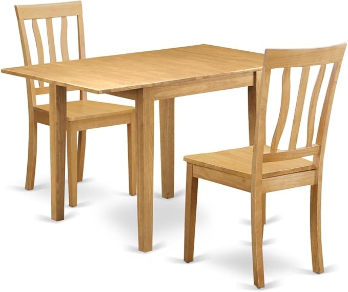 East West Furniture NDAN3-OAK-W Norden 3 Piece Room Furniture Set Contains a Rectangle Dining Table with Dropleaf and 2 Wood Seat Chairs, 30x48 Inch, Oak - LeafyLoom