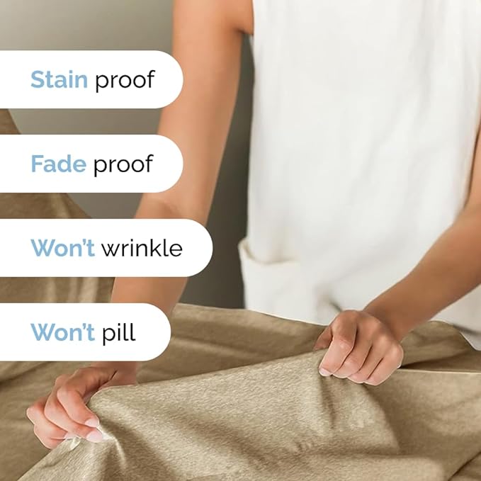 Full Size 4 Piece Sheet Set - Comfy Breathable & Cooling Sheets - Hotel Luxury Bed Sheets for Women & Men - Deep Pockets, Easy-Fit, Soft & Wrinkle Free Sheets - Heathered Tan Oeko-Tex Bed Sheet Set - LeafyLoom