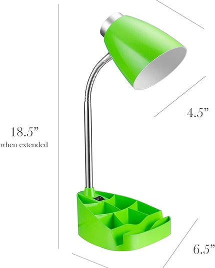 Simple Designs LD1002-GRN Gooseneck Organizer Desk Lamp with iPad Tablet Stand Book Holder, Green - LeafyLoom