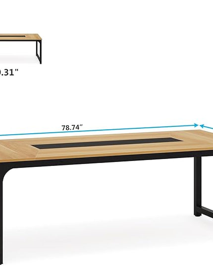 Tribesigns Modern Computer Desk, 78.7 x 39.4 inch X Large Executive Office Desk Computer Table Study Writing Desk Workstation for Home Office, Walnut/Black - LeafyLoom