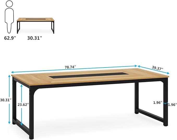Tribesigns Modern Computer Desk, 78.7 x 39.4 inch X Large Executive Office Desk Computer Table Study Writing Desk Workstation for Home Office, Walnut/Black - LeafyLoom