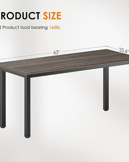 DlandHome Computer Desk Home Office Table Writing Desk Study Table Gaming Desk Worstation (63 inch, Walnut) - LeafyLoom