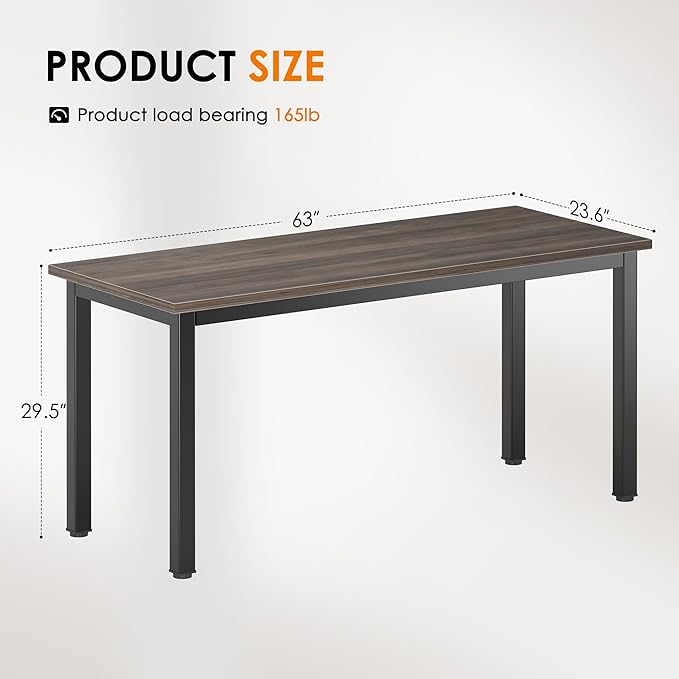 DlandHome Computer Desk Home Office Table Writing Desk Study Table Gaming Desk Worstation (63 inch, Walnut) - LeafyLoom