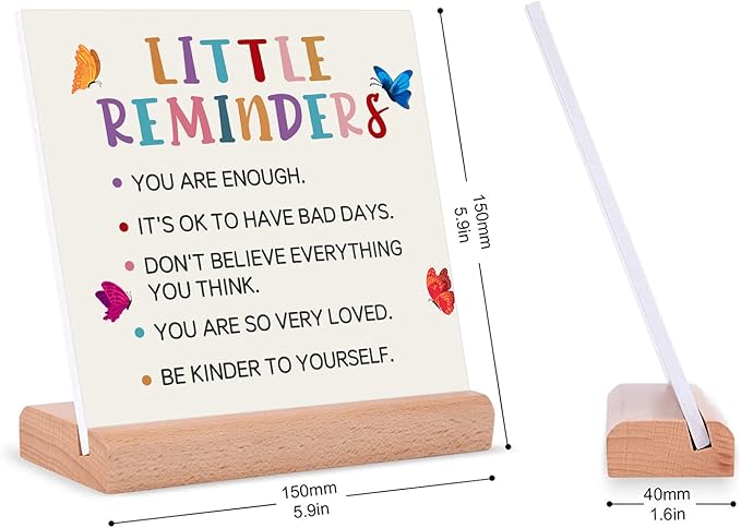 TIKTREE TIKTREE Inspirational Gifts For Women, Cheer Up Gifts for Women, Gifts for College Girls, Positive Home Office Sign With Wooden Stand for Home Office Desk Decorative Signs Plaques - LeafyLoom