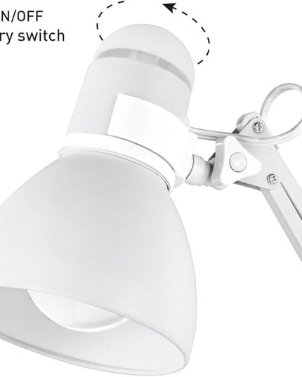 Globe Electric 52024 28" Swing Arm Desk Lamp, Matte White, On/Off Rotary Switch on Shade, Partially Adjustable Swing Arm, Home Office Accessories, Lamp for Bedroom, Home Improvement, Home Décor - LeafyLoom