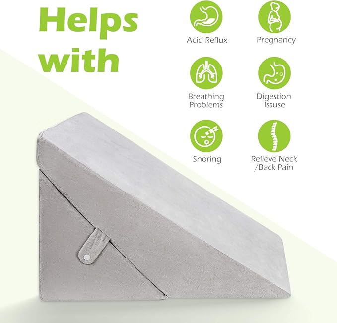 Bed Wedge Pillow, Triangle Adjustable Pillow Wedge, Memory Foam Sleeping Pillow for Legs with Washable Removable Cover, Post Surgery Pillow for Upright Sleeping, Reading, Back Pain - LeafyLoom