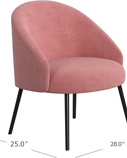 HomePop Upholstered Modern Living Room & Bedroom | Decorative Home Furniture Accent Chair, Blush Velvet - LeafyLoom
