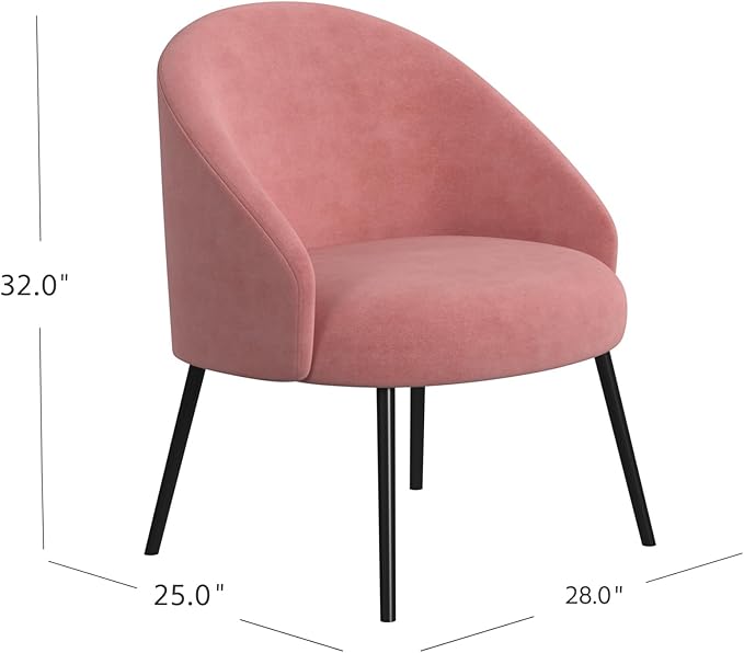 HomePop Upholstered Modern Living Room & Bedroom | Decorative Home Furniture Accent Chair, Blush Velvet - LeafyLoom